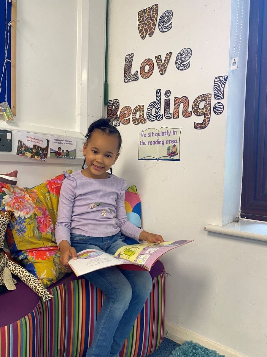 Student reading in a learning environment
